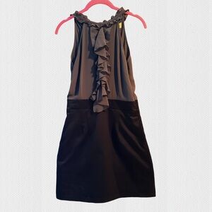 Gray & Black Halter Dress W/ Ruffle Front & Keyhole Back Sz Small